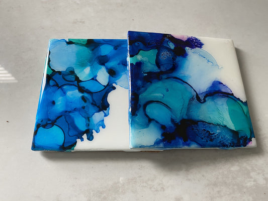 Blue Dollop Coasters-Square Shape